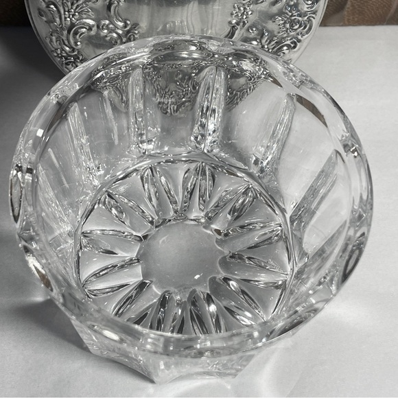 Vintage Towle Sterling Silver Glass Trinket Powder Vanity Jar Mirror Inside Lid - Picture 7 of 16